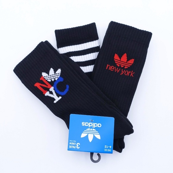 adidas Other - NEW adidas Originals New York City Crew Socks Size 6-12 EX9729 Black